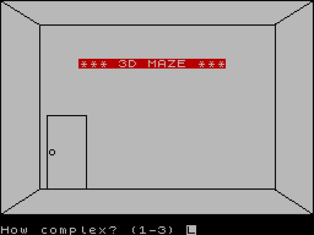 3D Maze title screen for ZX Spectrum